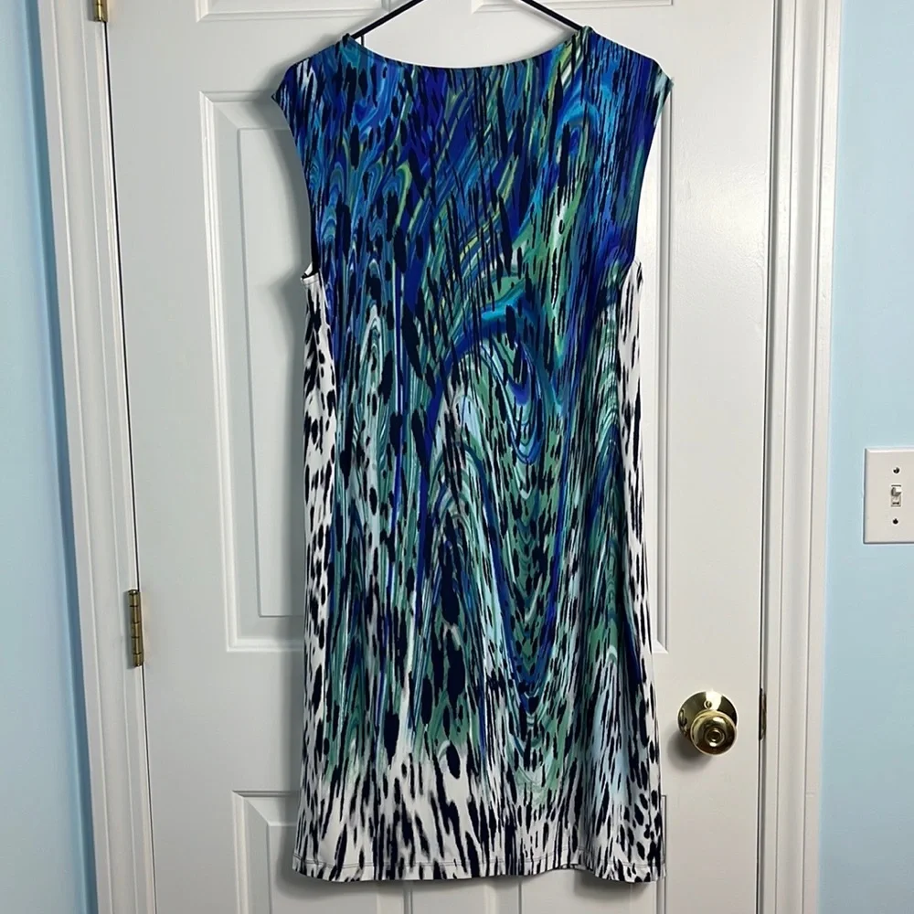Chico’s Blue Green Watercolor Patterned Sleeveless Dress Size 1 (8) - Picture 2 of 9